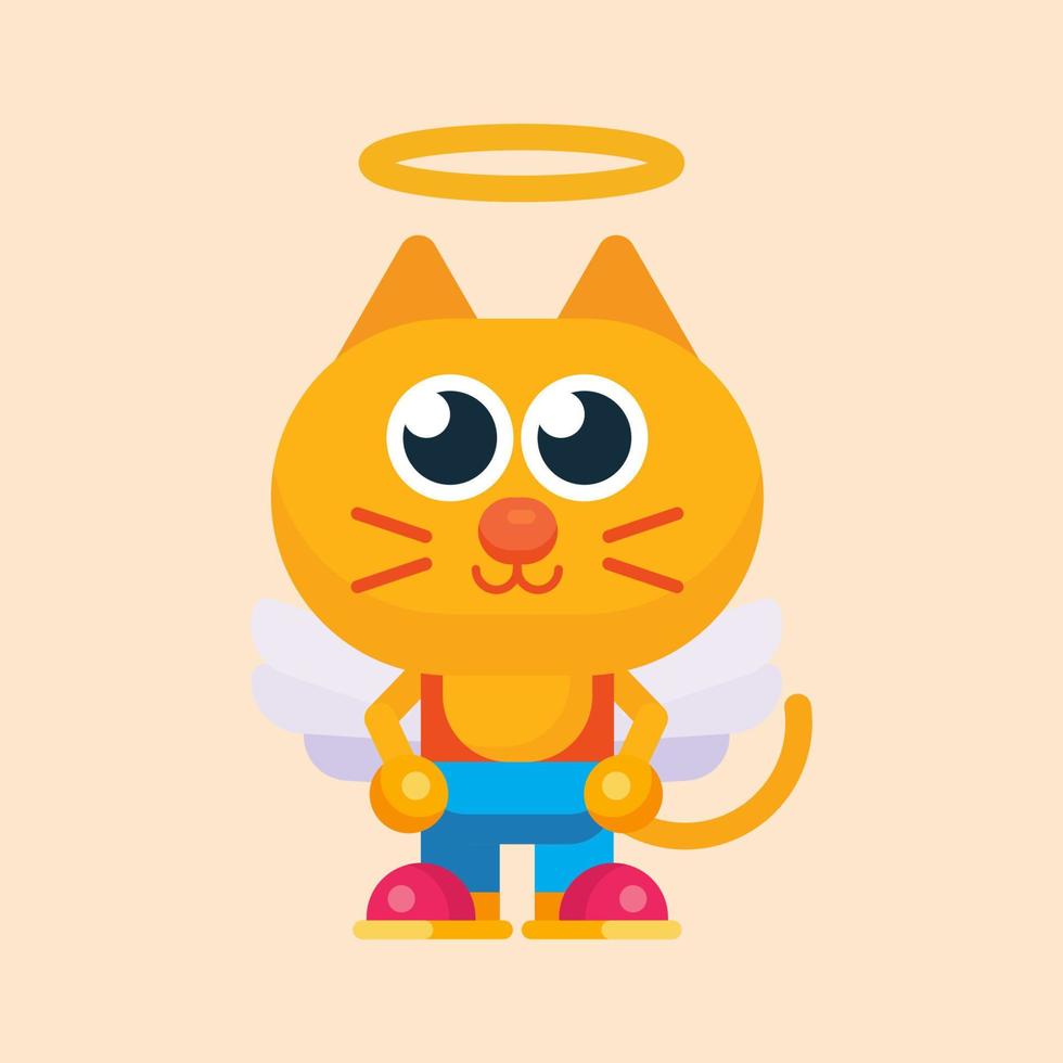 linda gato maskot personaje con plano diseño ilustrador vector