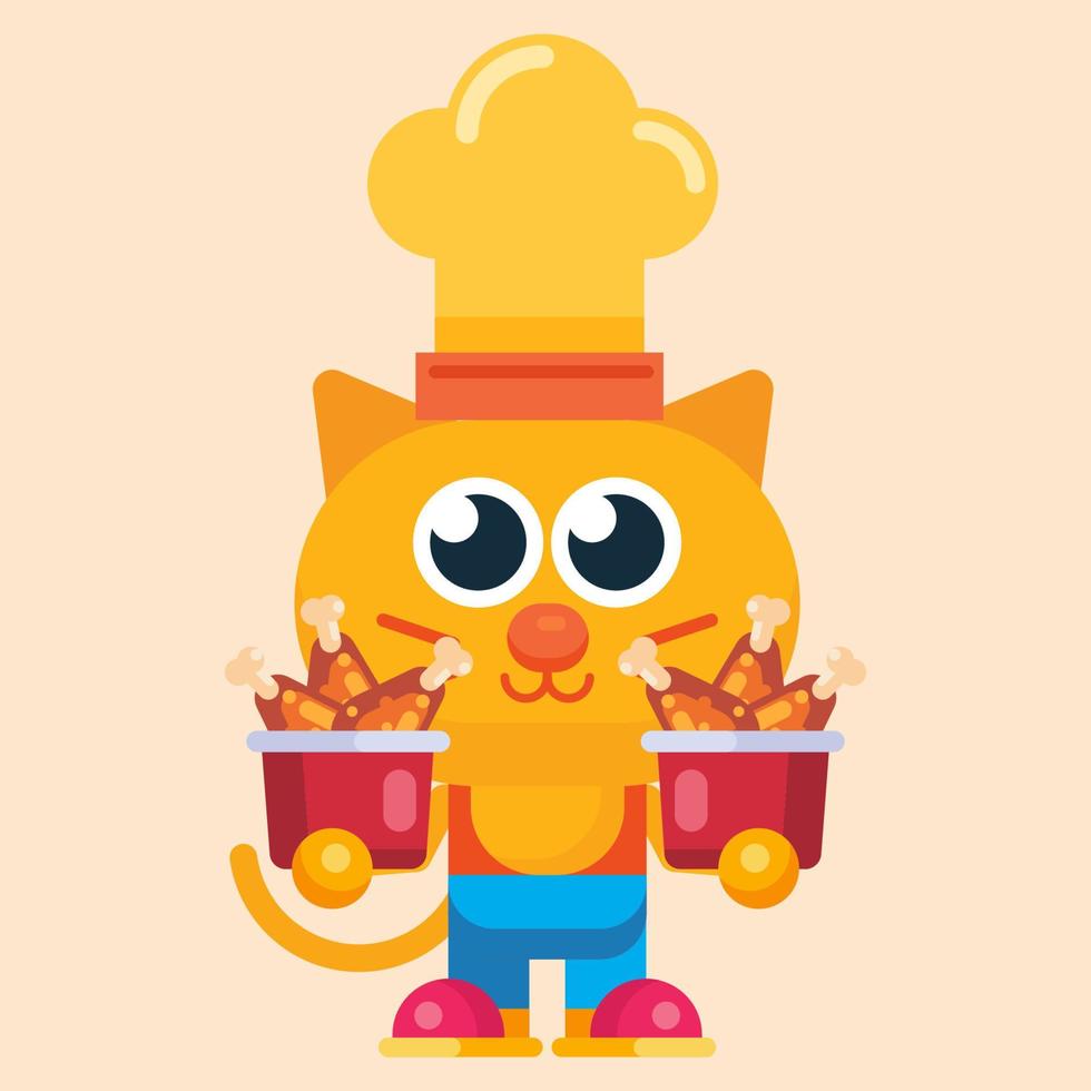 linda gato maskot personaje con plano diseño ilustrador vector