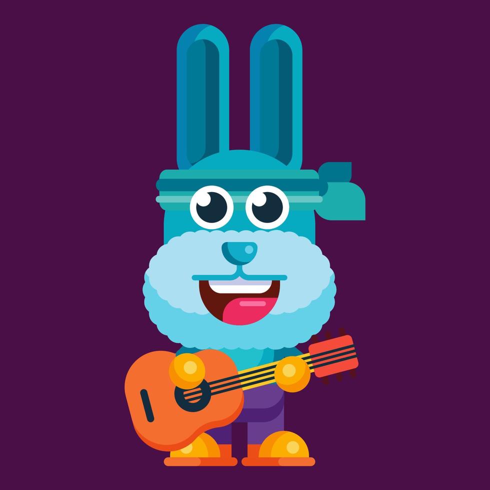 Funny cartoon smiling rabbit character flat design illustration mascot vector