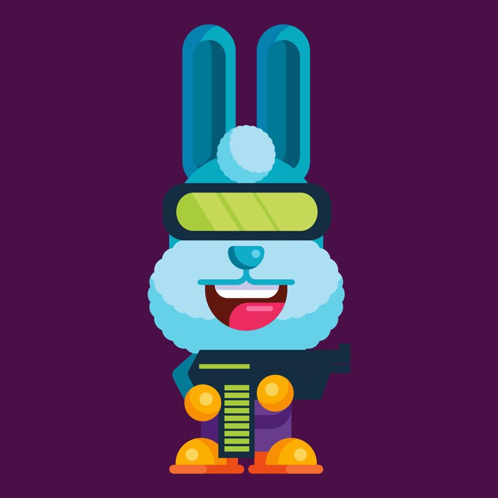 Funny cartoon smiling rabbit character flat design illustration mascot vector