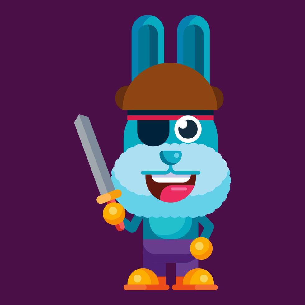 Funny cartoon smiling rabbit character flat design illustration mascot vector