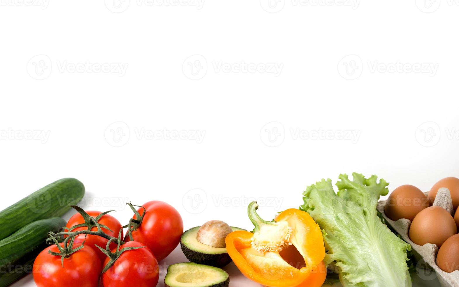 Healthy eating concept. Vegetables and eggs on the table. Vegetarian or vegan.Detox concept.Copy space photo