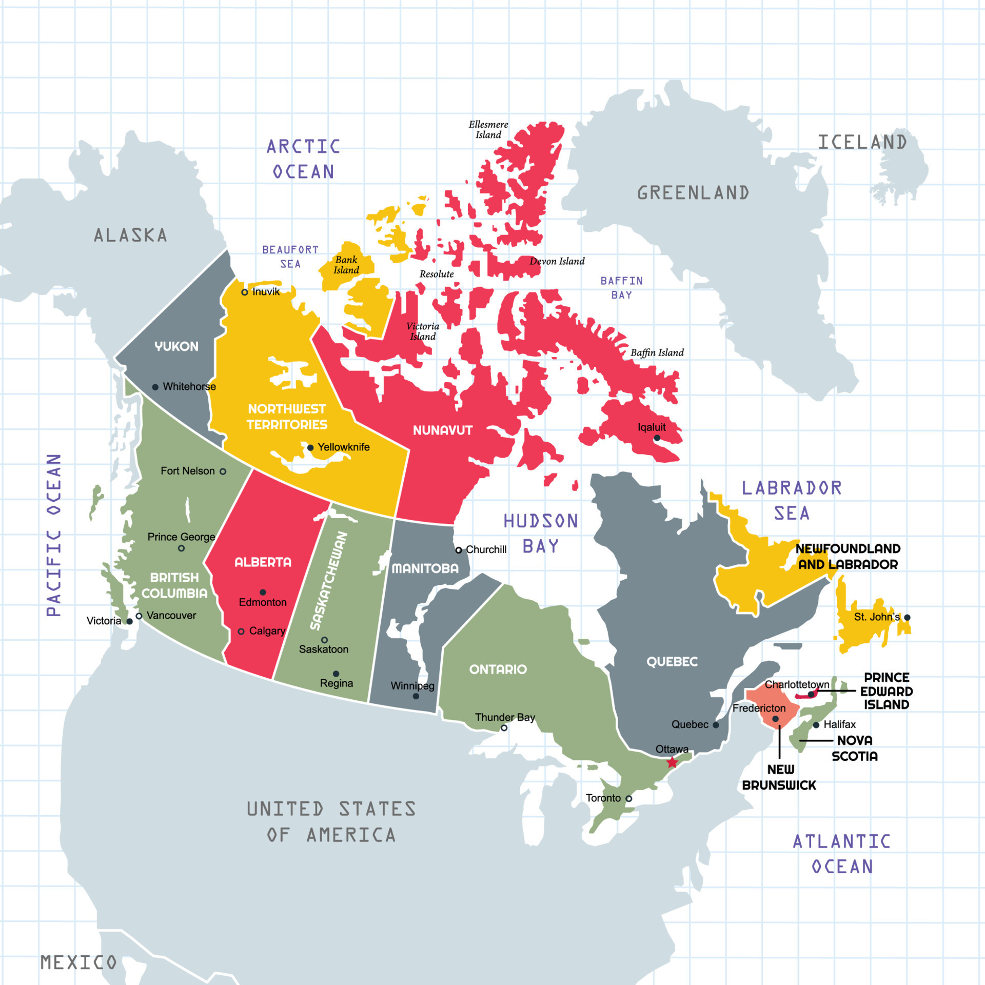 Country Map of Canada 20452547 Vector Art at Vecteezy