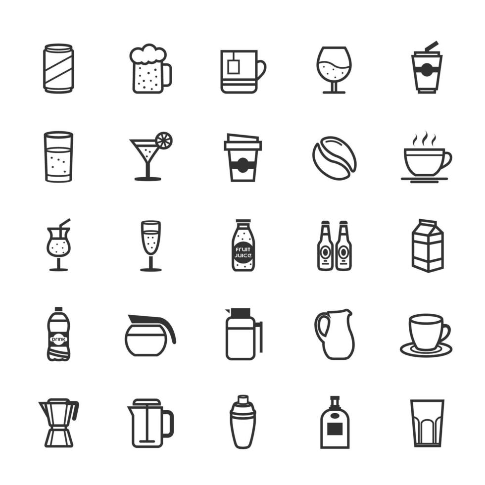 Set of Outline Stroke Beverage icon vector