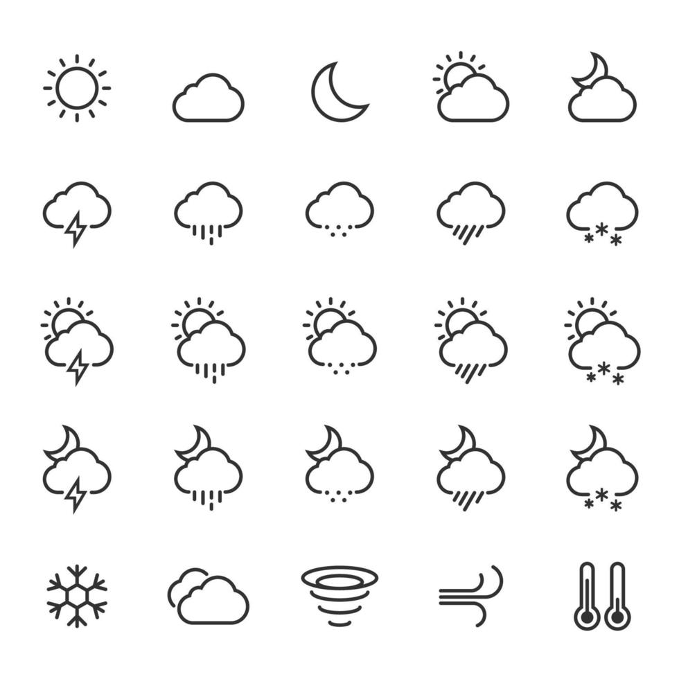 25 contorno carrera clima íconos vector