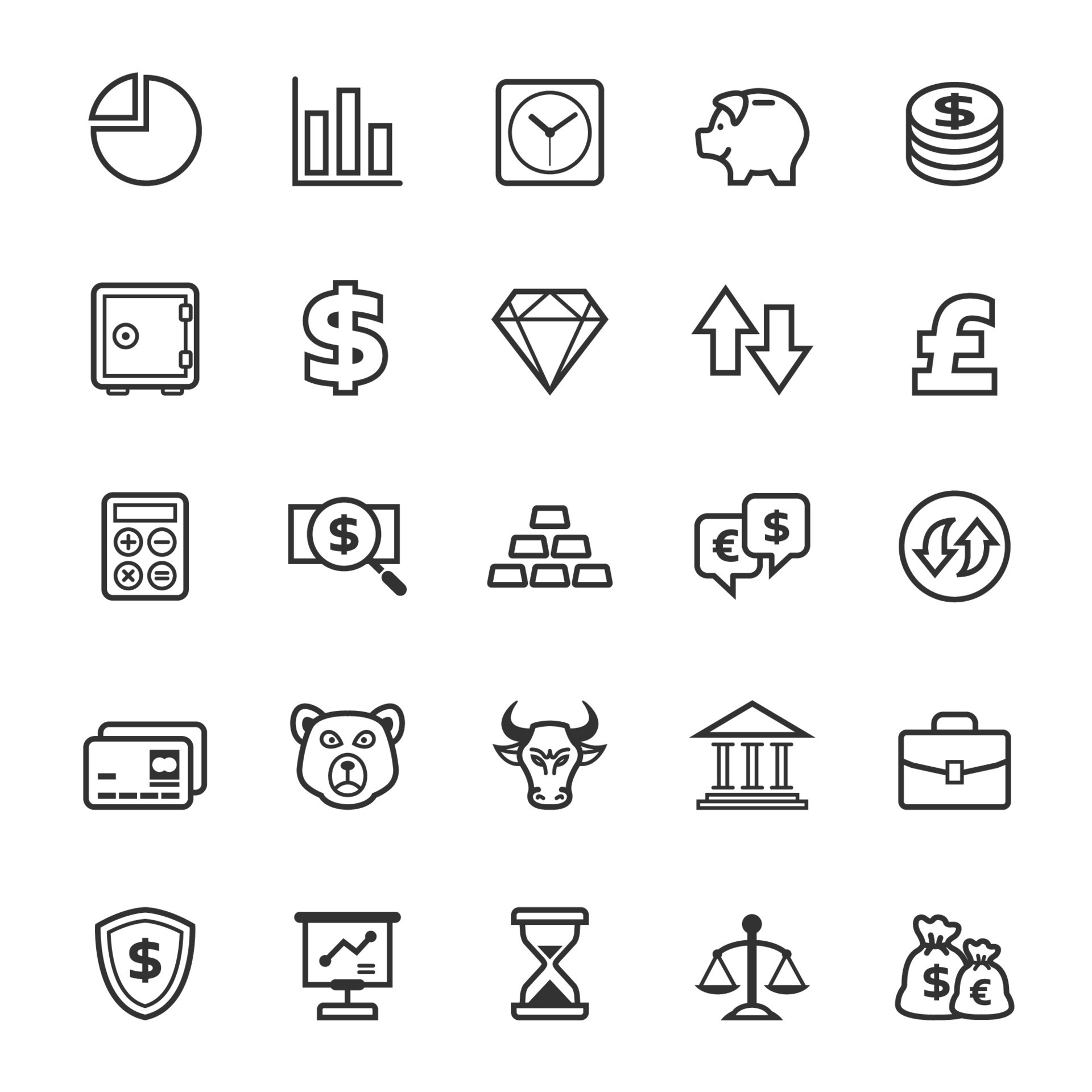 Set of Outline stroke Finance and Stock icon 20452607 Vector Art at