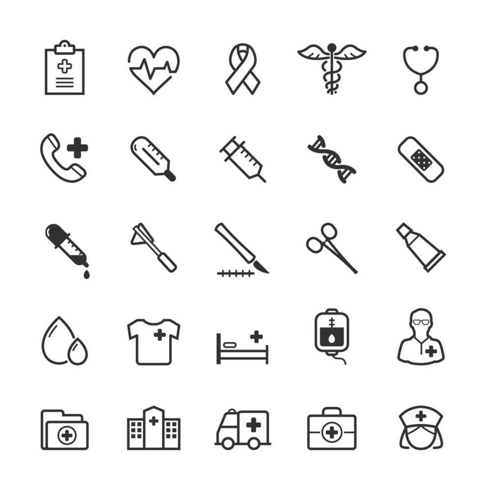 Set of Outline stroke Medical icon vector