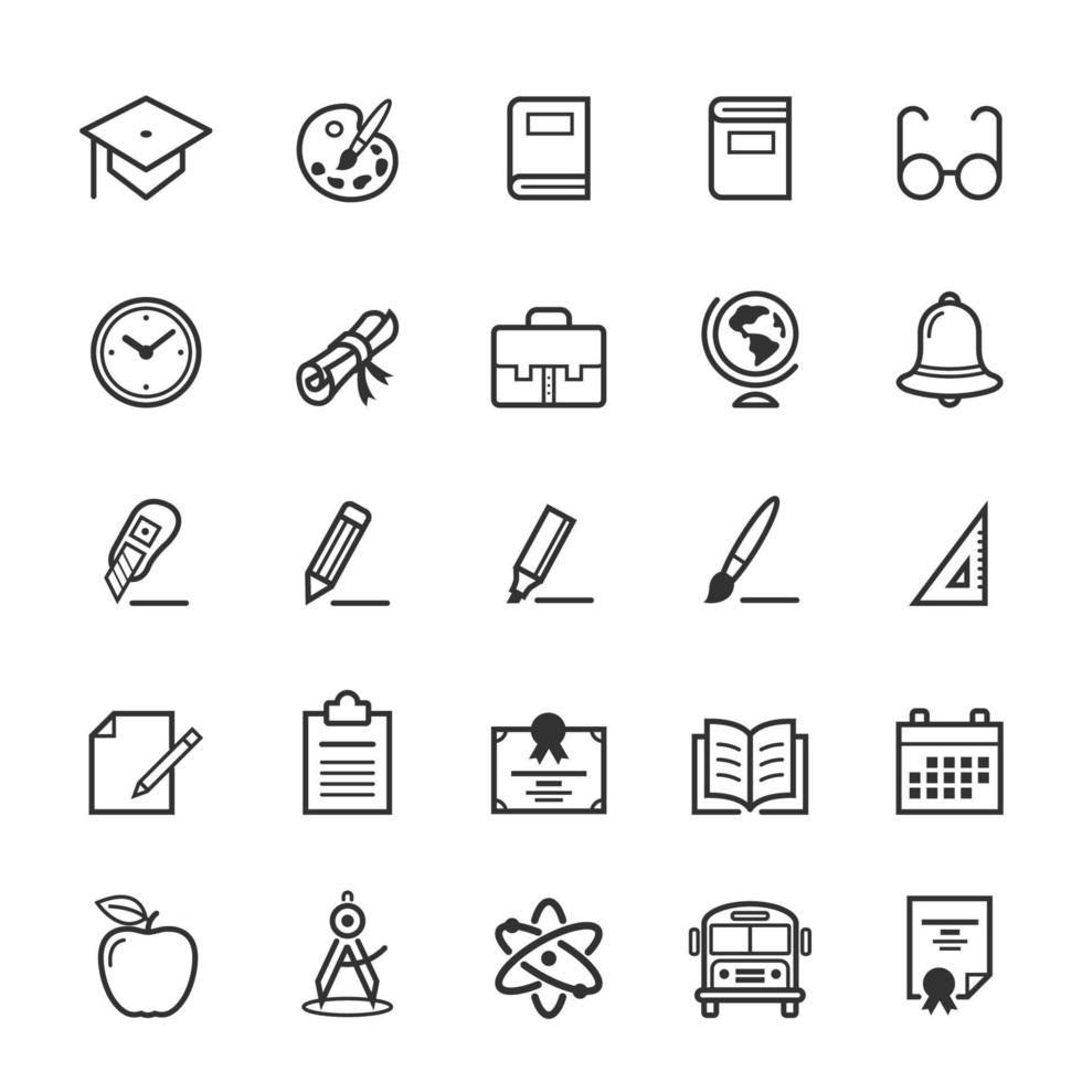 Set of Outline stroke Education icon vector