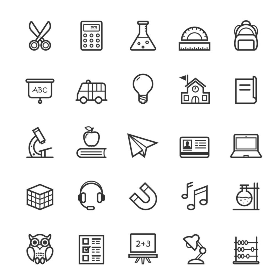 Set of Outline stroke Education icon vector