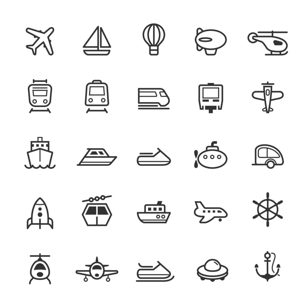 Transport icons Outline Stroke vector