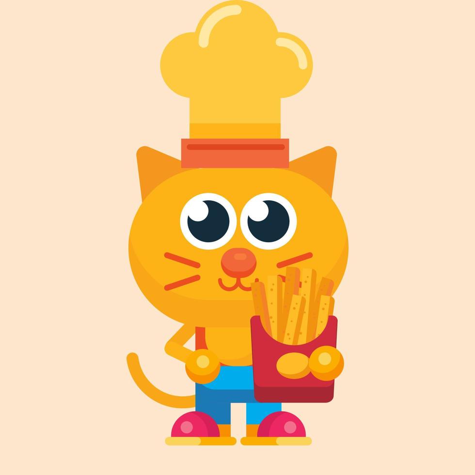 Cute cat maskot character with flat design illustrator vector