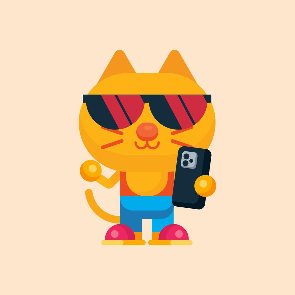 linda gato maskot personaje con plano diseño ilustrador vector