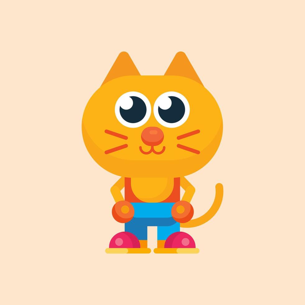 linda gato maskot personaje con plano diseño ilustrador vector