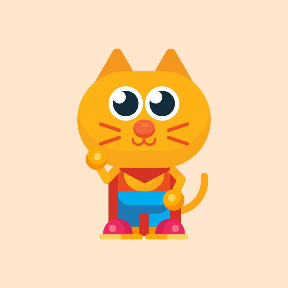 linda gato maskot personaje con plano diseño ilustrador vector