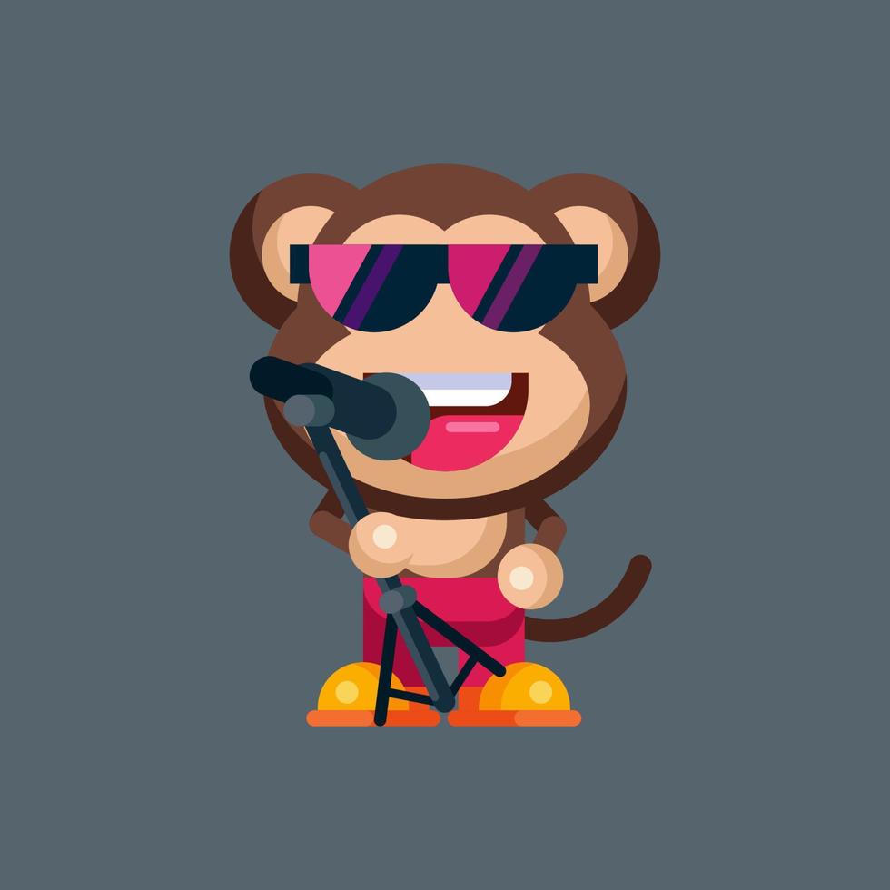 Funny cartoon smiling monkey character flat design illustration mascot logo vector