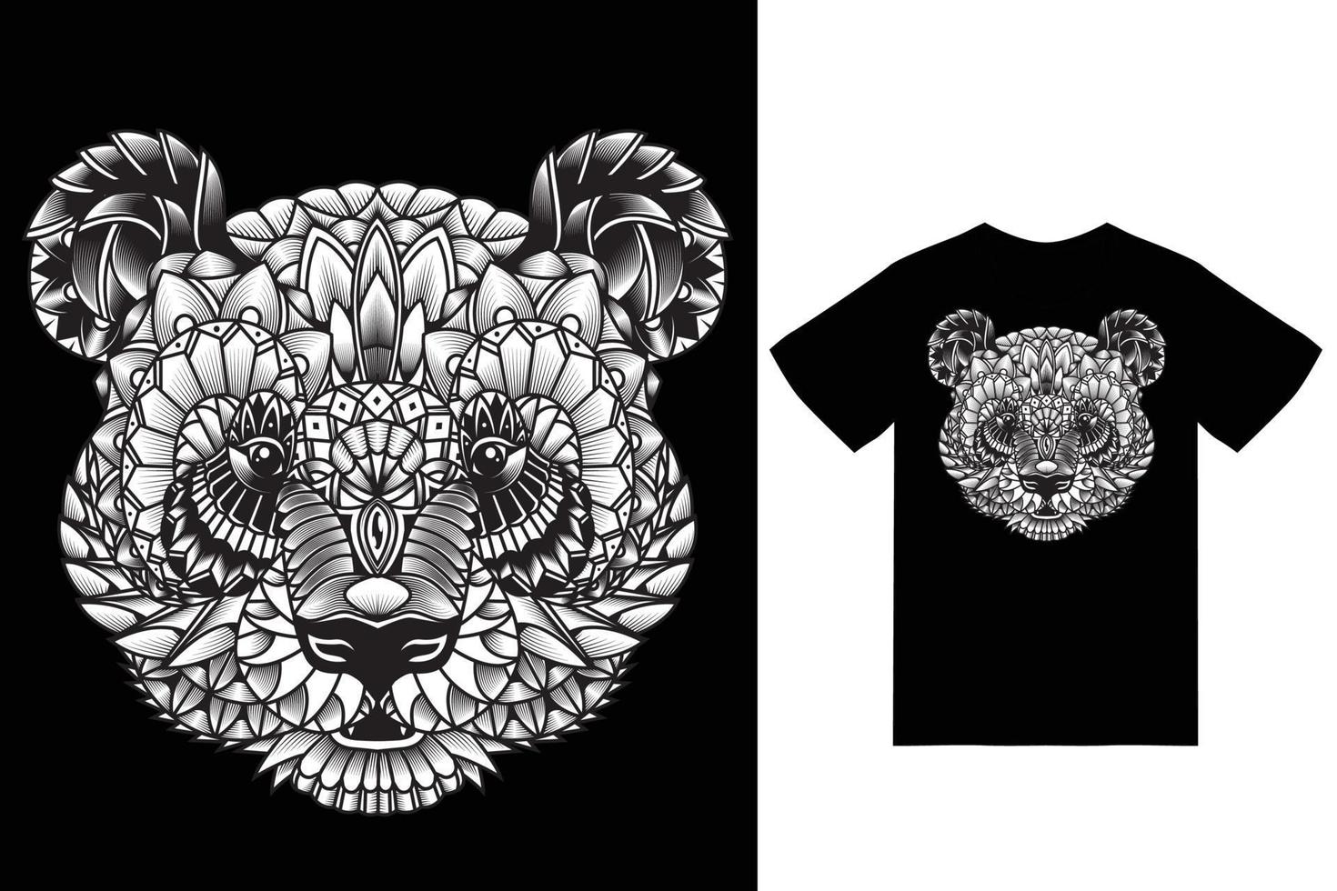 Panda ethnic illustration with tshirt design premium vector