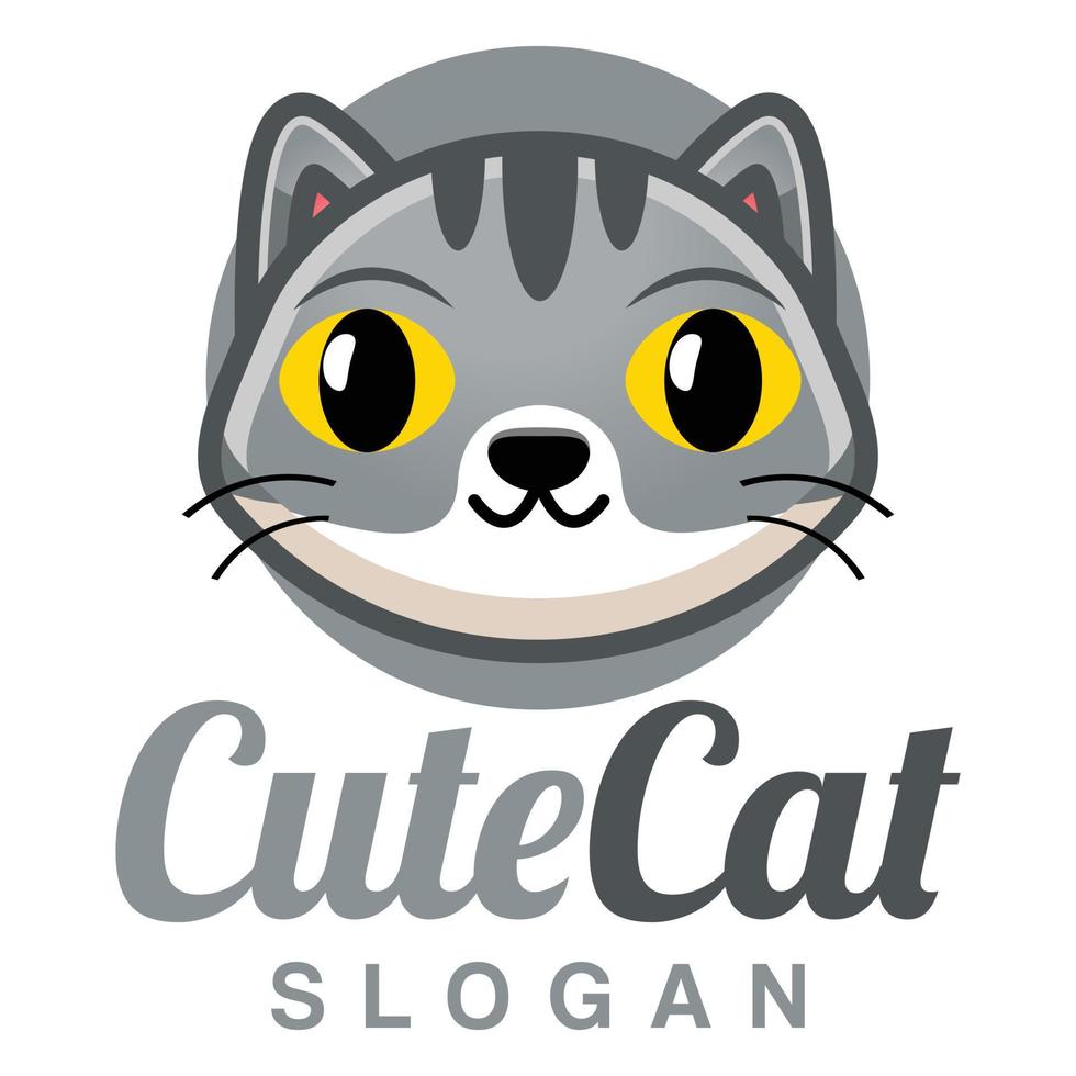 Cute Kawaii head Kitten cat Mascot Cartoon Logo Design Icon Illustration Character vector art. for every category of business, company, brand like pet shop, product, label, team, badge, label