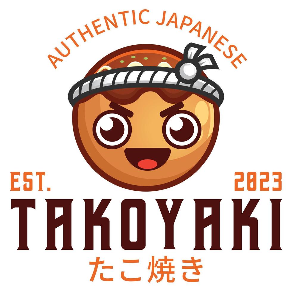 Modern flat design simple minimalist cute takoyaki mascot character logo icon design template vector with modern illustration concept style for restaurant, product, label, brand, cafe, badge, emblem
