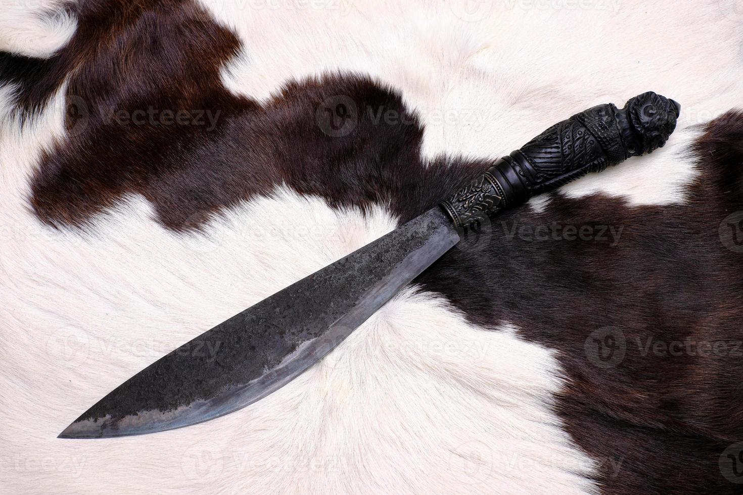 Amulet knife of Native Thailand knife is handmade in Thailand for protection luckily photo