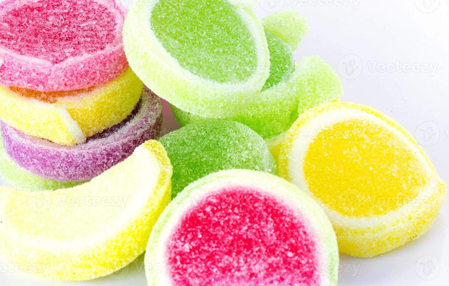 Gelly sugar candy on white background photo
