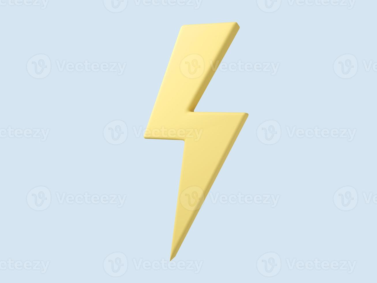 Lightning 3D Weather icon. 3D render illustration. photo