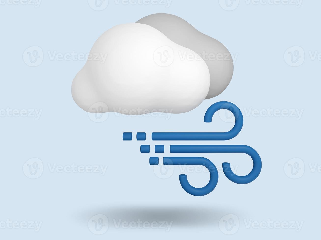 Windy and cloudy 3D Weather icon. 3D render illustration. photo