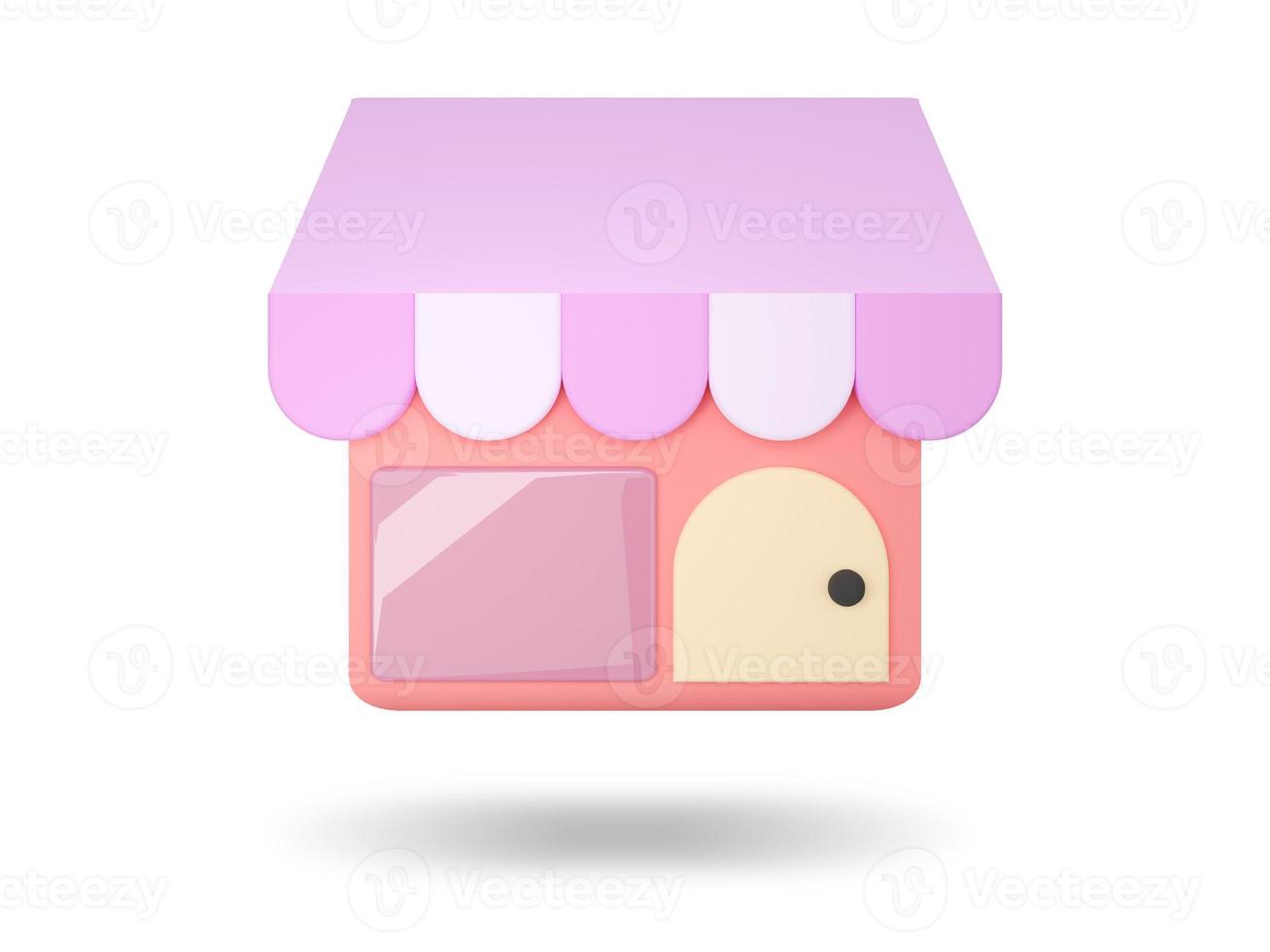 Shop or Store. Online Shopping icon. 3D render illustration. photo