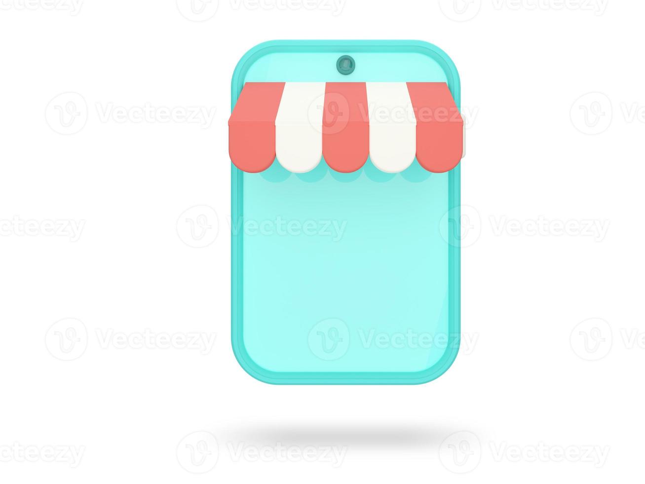 Mobile shopping. Online Shopping icon. 3D render illustration. photo