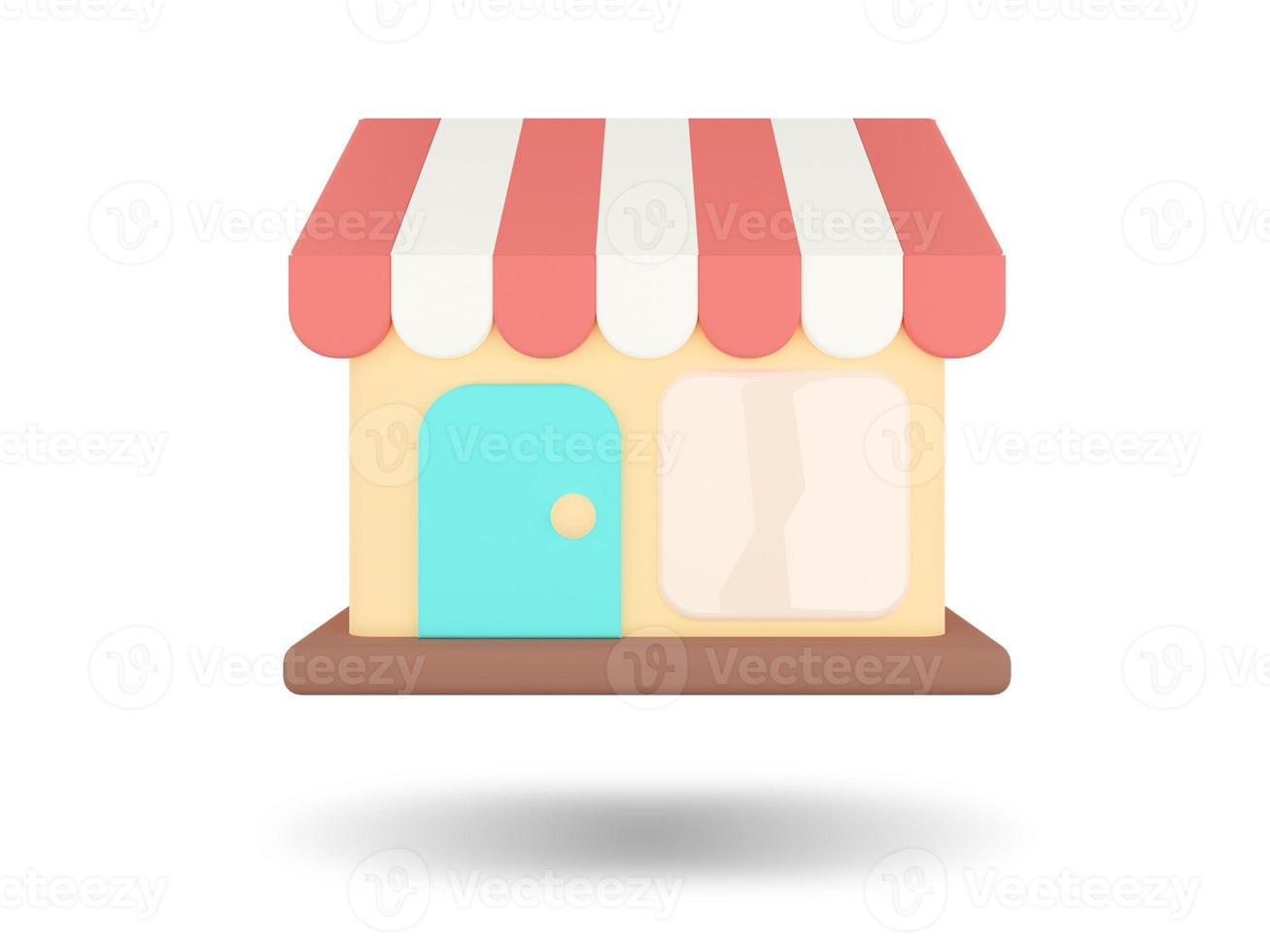 Shop or Store. Online Shopping icon. 3D render illustration. photo