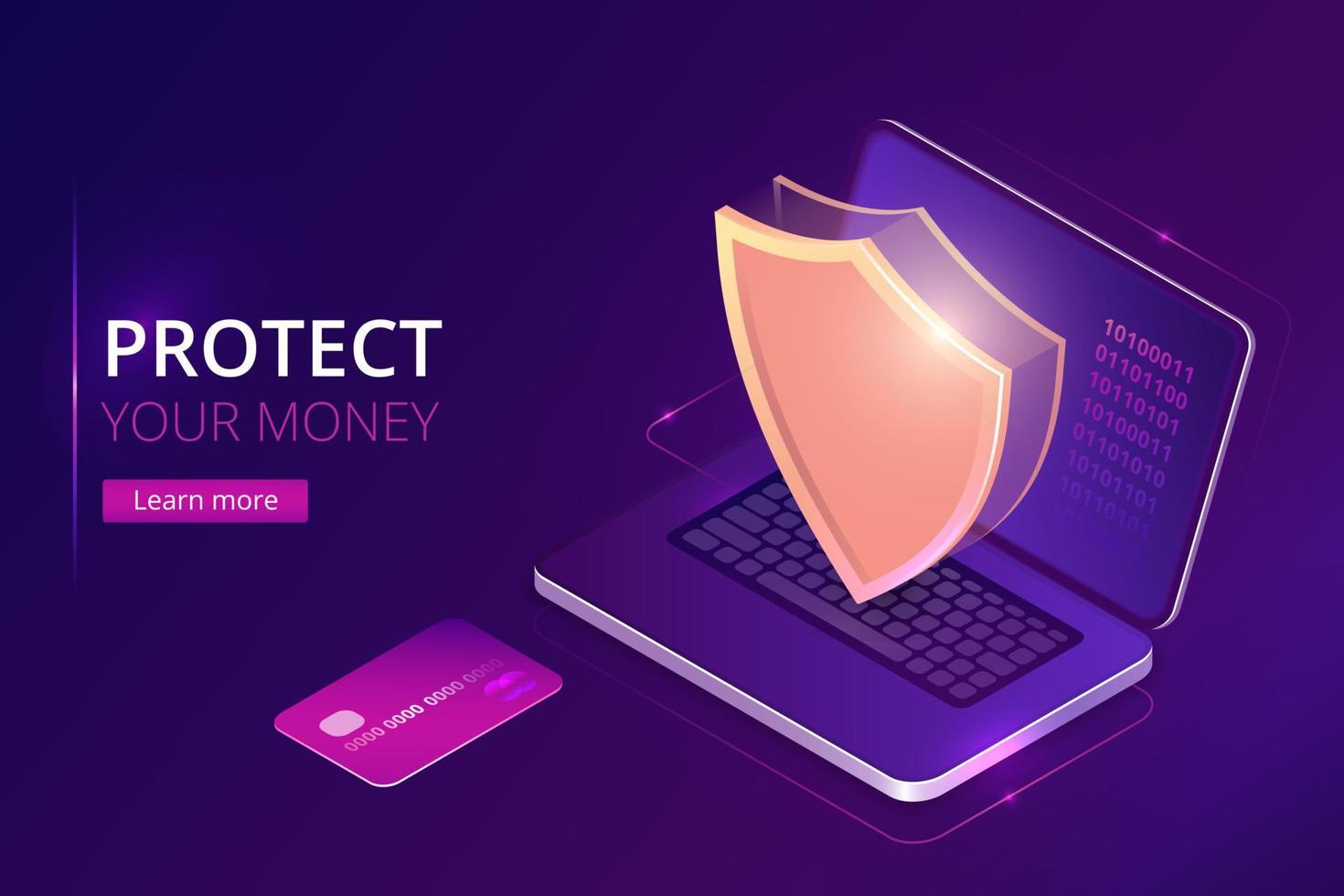 Protecting money concept, online banking security vector