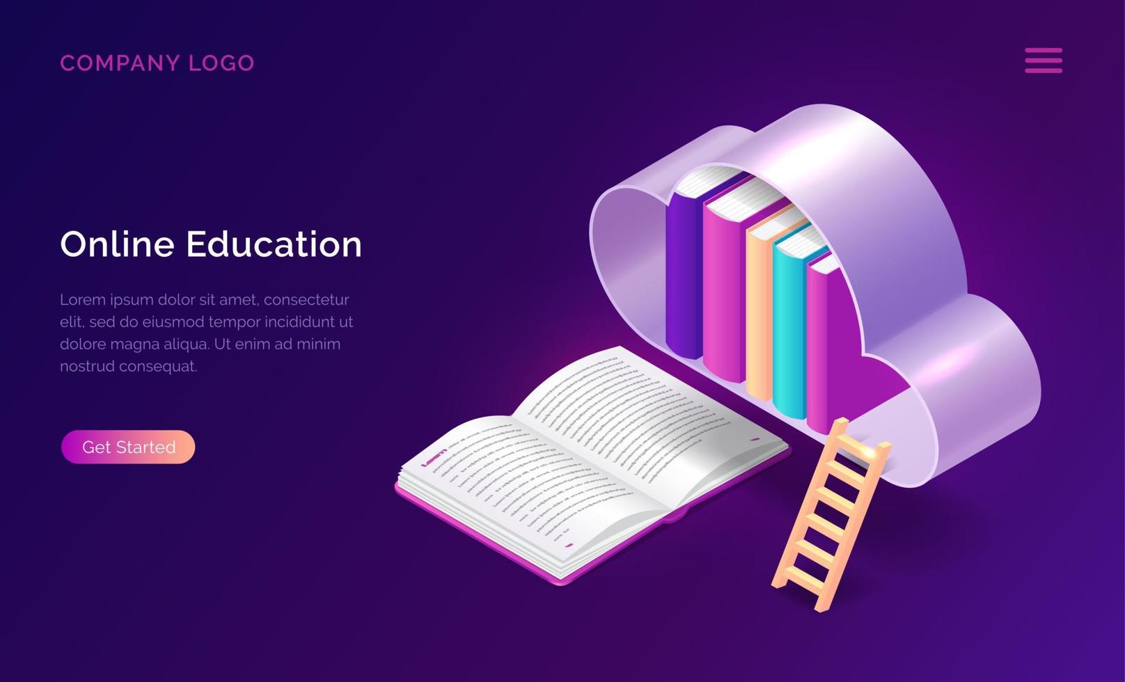 Online education isometric concept vector