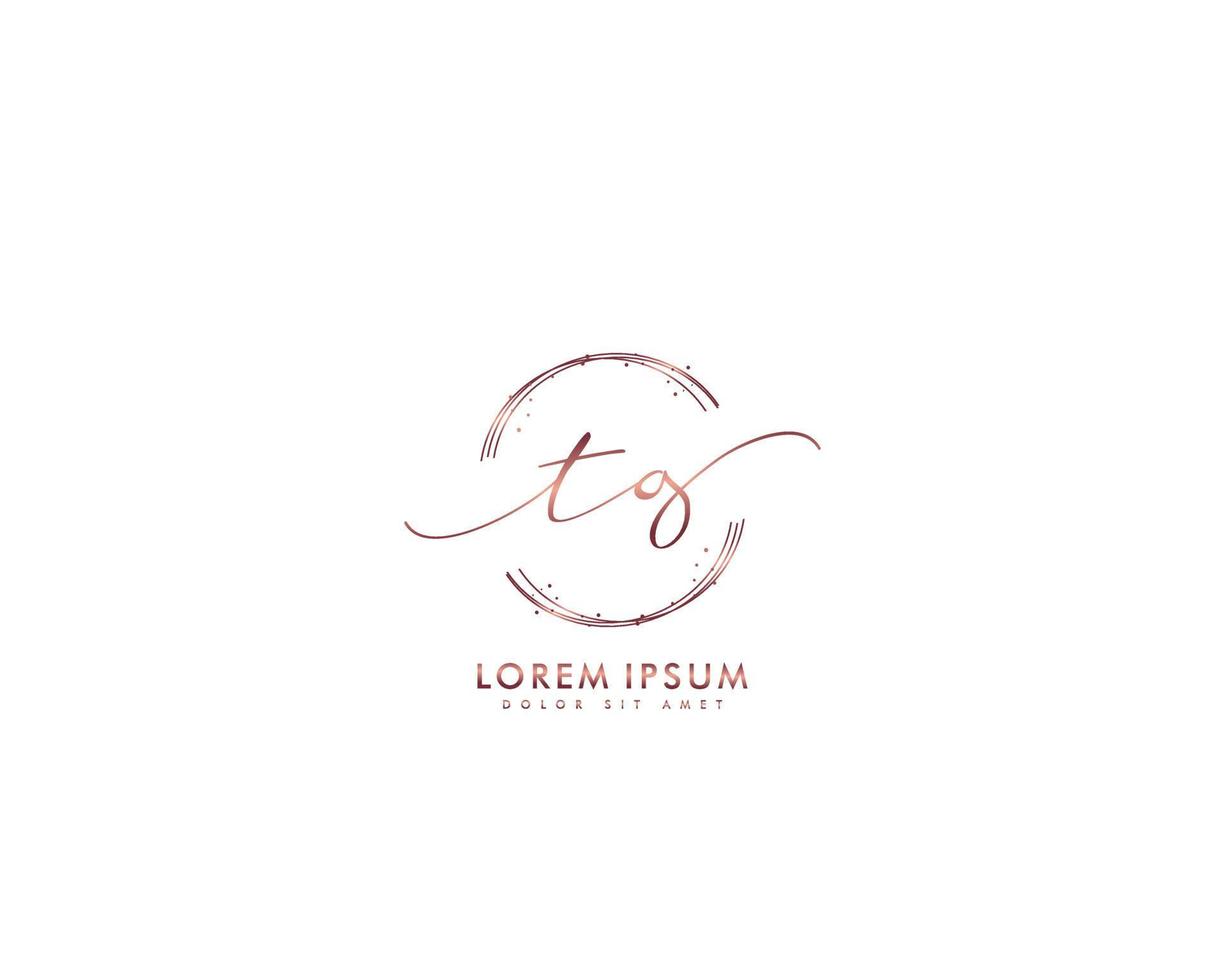 Initial letter TG Feminine logo beauty monogram and elegant logo design, handwriting logo of initial signature, wedding, fashion, floral and botanical with creative template vector