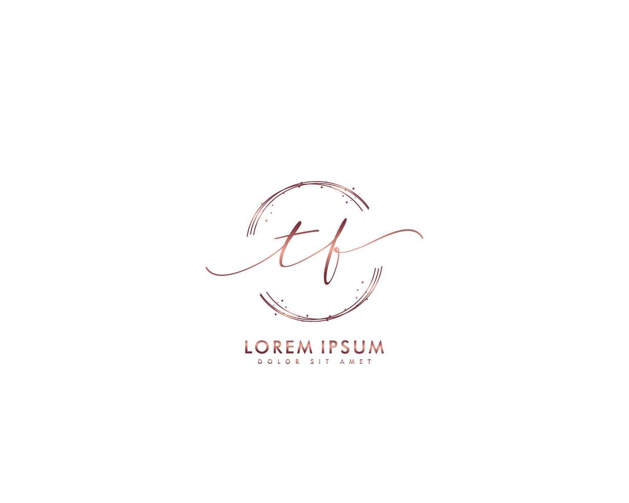 Initial letter TF Feminine logo beauty monogram and elegant logo design, handwriting logo of initial signature, wedding, fashion, floral and botanical with creative template vector