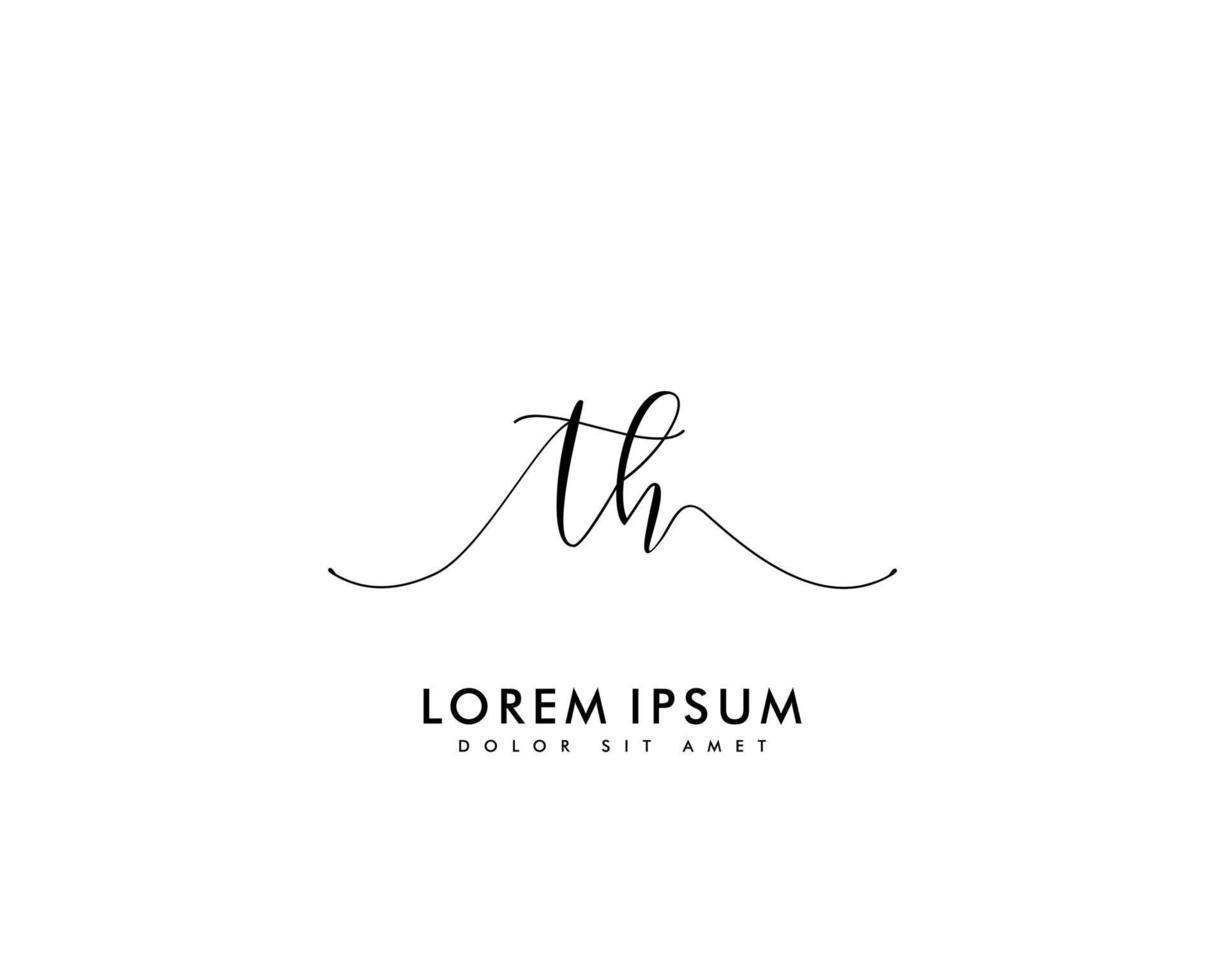 Initial letter TH Feminine logo beauty monogram and elegant logo design, handwriting logo of initial signature, wedding, fashion, floral and botanical with creative template vector