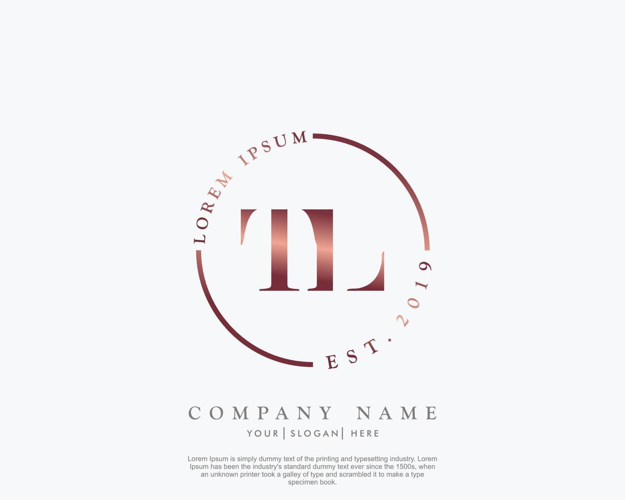 Initial letter TL Feminine logo beauty monogram and elegant logo design, handwriting logo of initial signature, wedding, fashion, floral and botanical with creative template vector