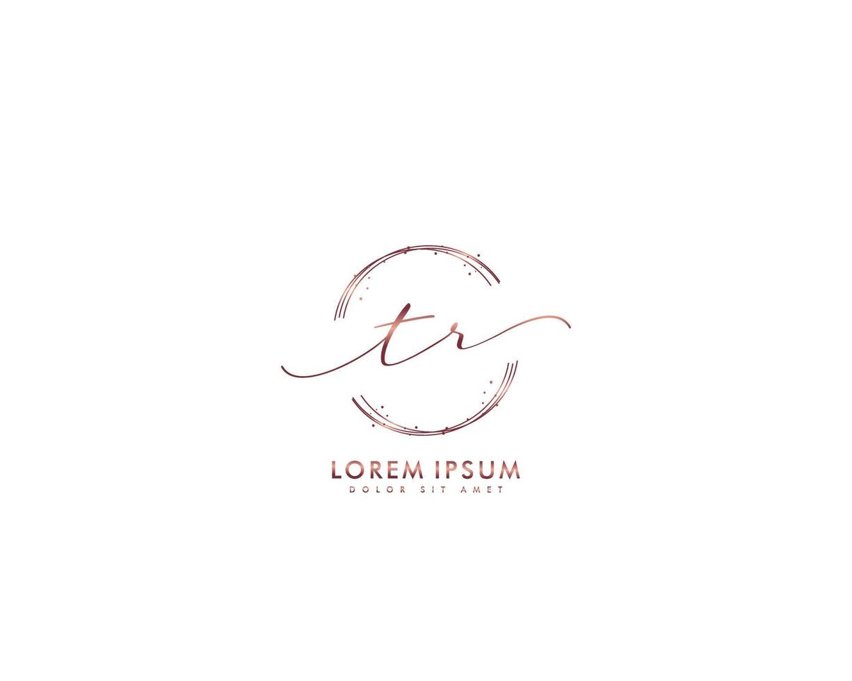 Initial letter TR Feminine logo beauty monogram and elegant logo design, handwriting logo of initial signature, wedding, fashion, floral and botanical with creative template vector