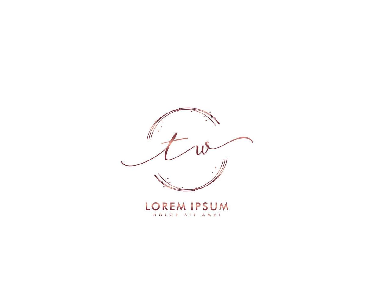 Initial letter TW Feminine logo beauty monogram and elegant logo design, handwriting logo of initial signature, wedding, fashion, floral and botanical with creative template vector