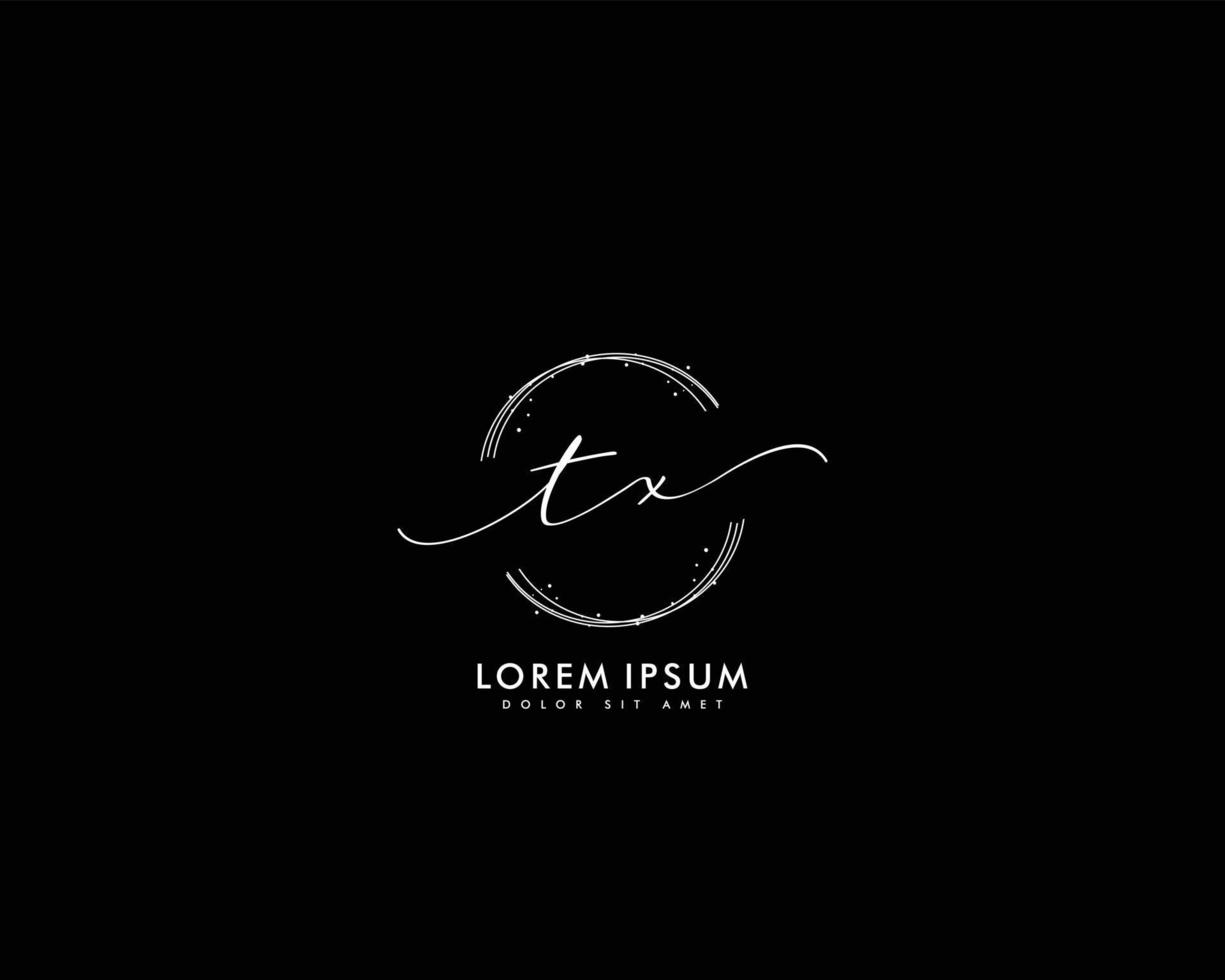 Initial letter TX Feminine logo beauty monogram and elegant logo design, handwriting logo of initial signature, wedding, fashion, floral and botanical with creative template vector