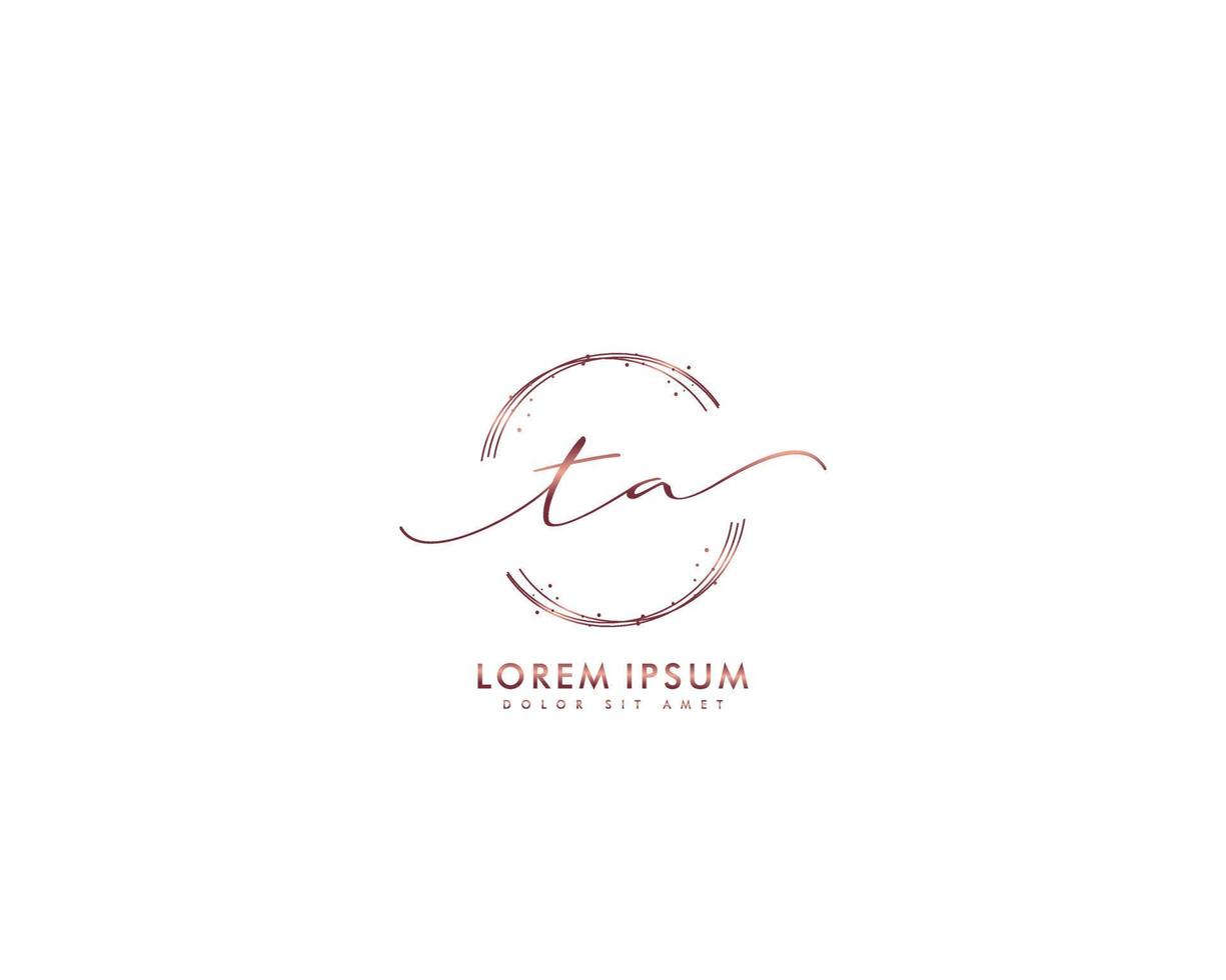 Initial letter TA Feminine logo beauty monogram and elegant logo design, handwriting logo of initial signature, wedding, fashion, floral and botanical with creative template vector