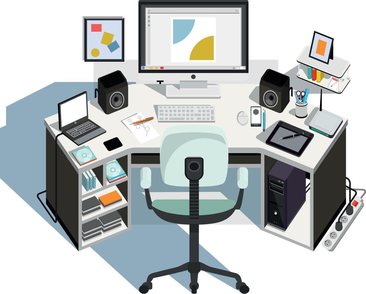 Designer workplace. Vector illustration