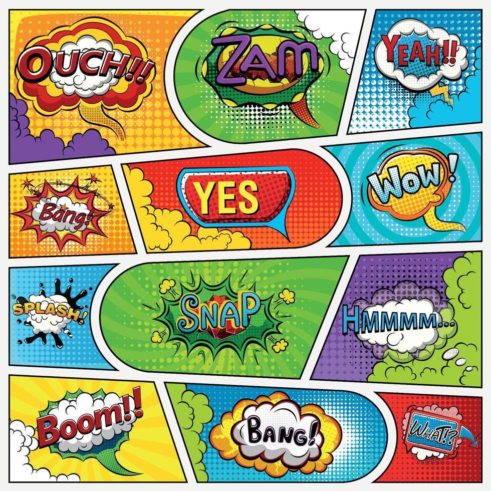 Comic book page background divided by lines. Retro background mock-up