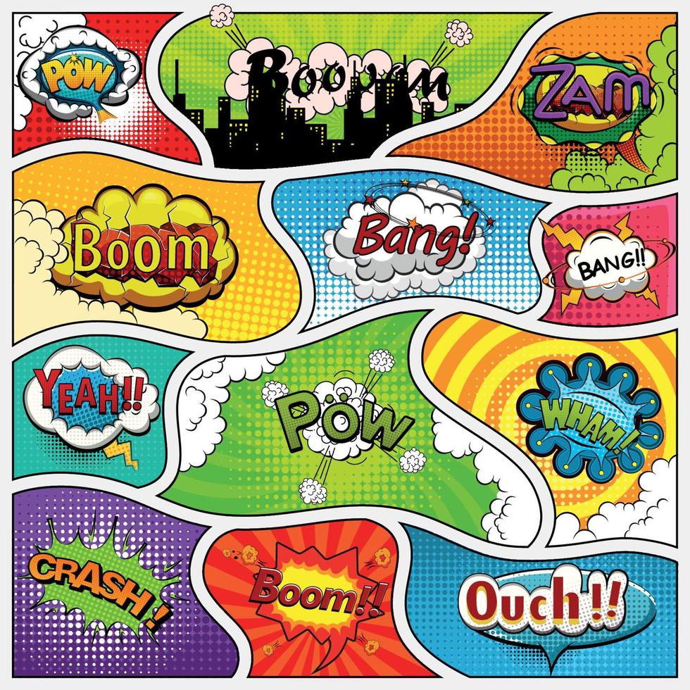 Comic book page background divided by lines. Retro background mock-up