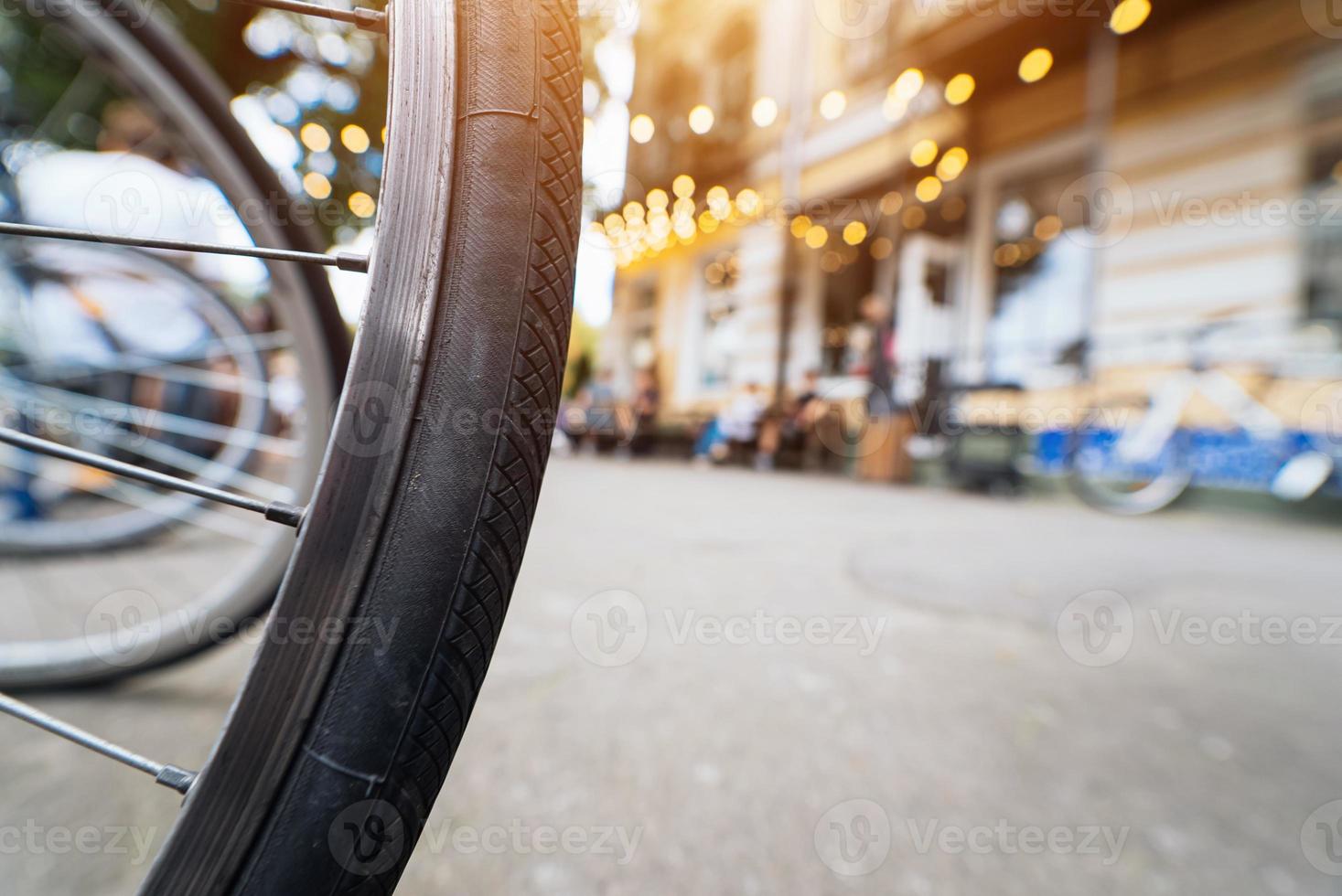 Bike Wheels close up on the street photo