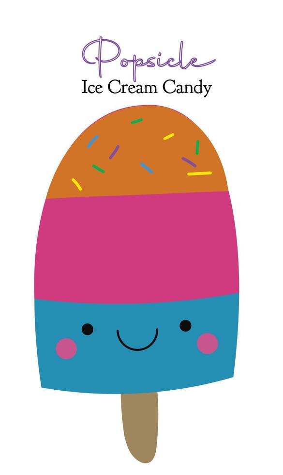 Hand drawn cute colorful ice cream popsicle sticker. vector stock illustration. Summer popsicle.