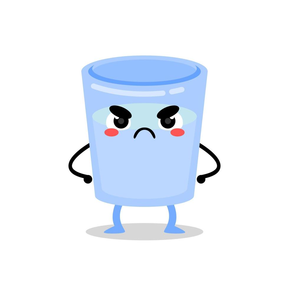 cute illustration of a drinking glass with angry face expression. vector