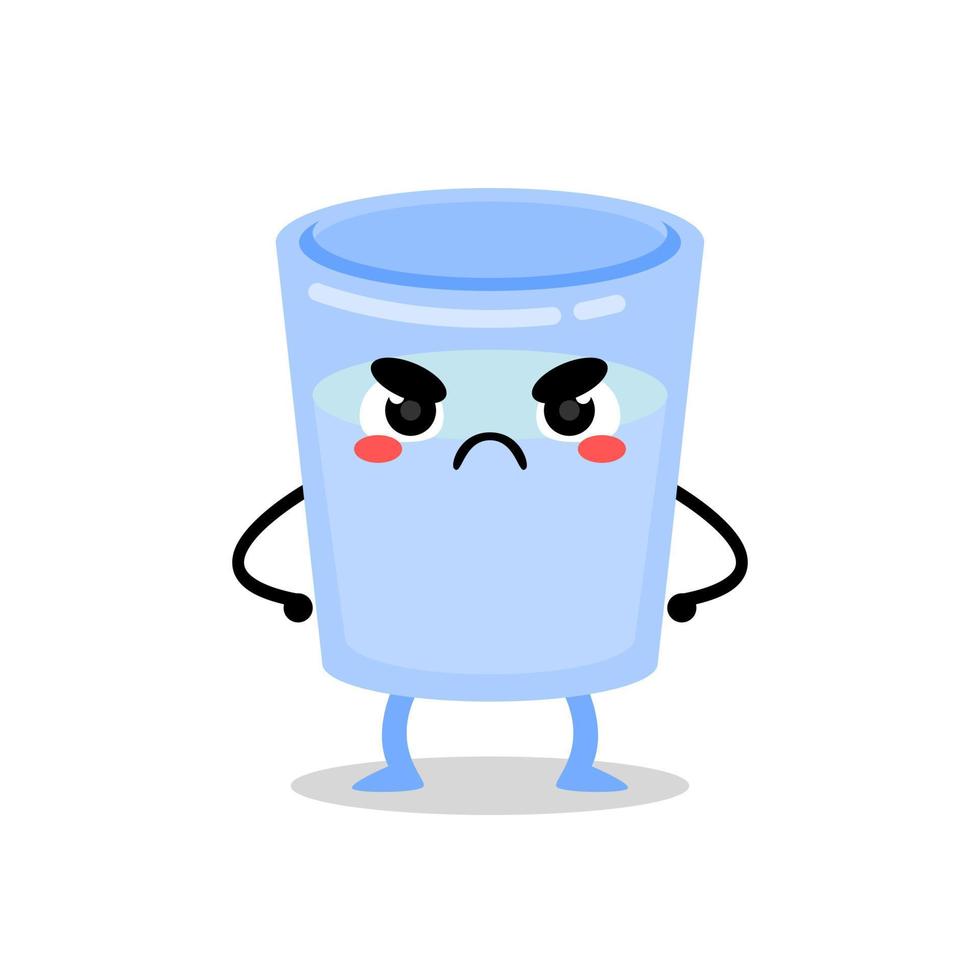 cute illustration of a drinking glass with angry face expression. vector
