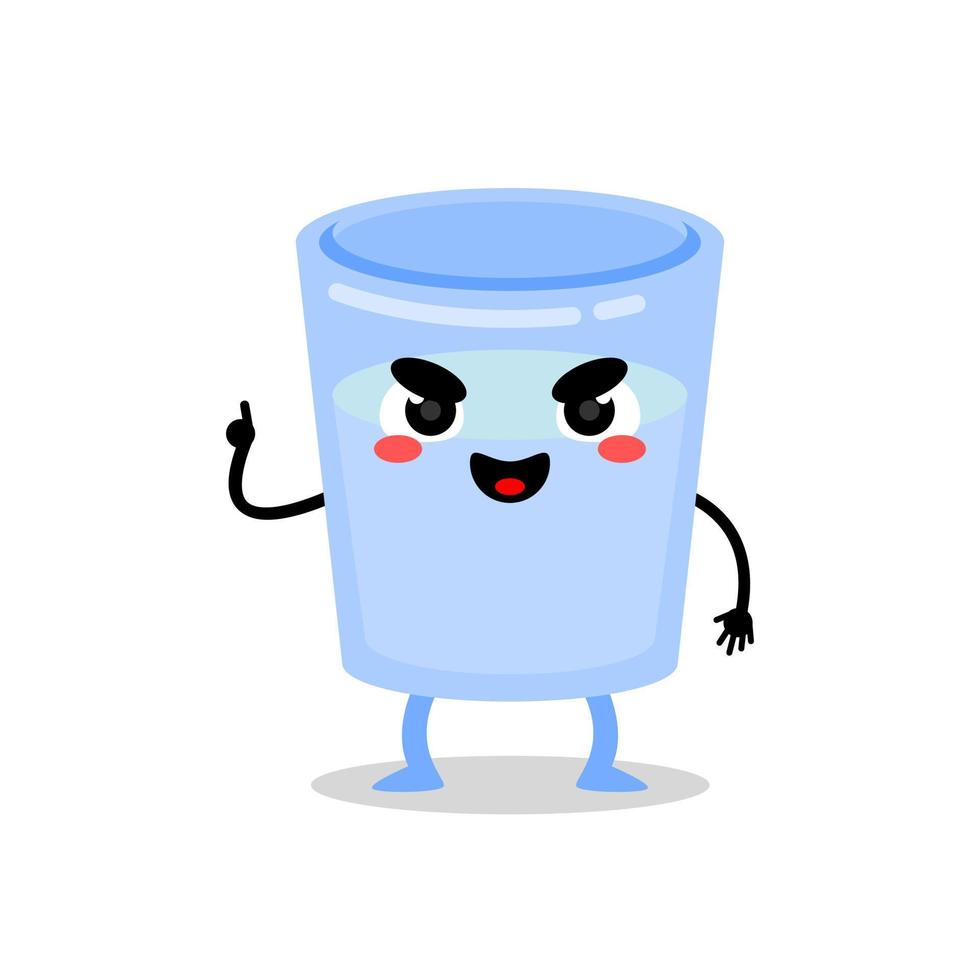 cute drinking glass mascot with a stern expression. vector
