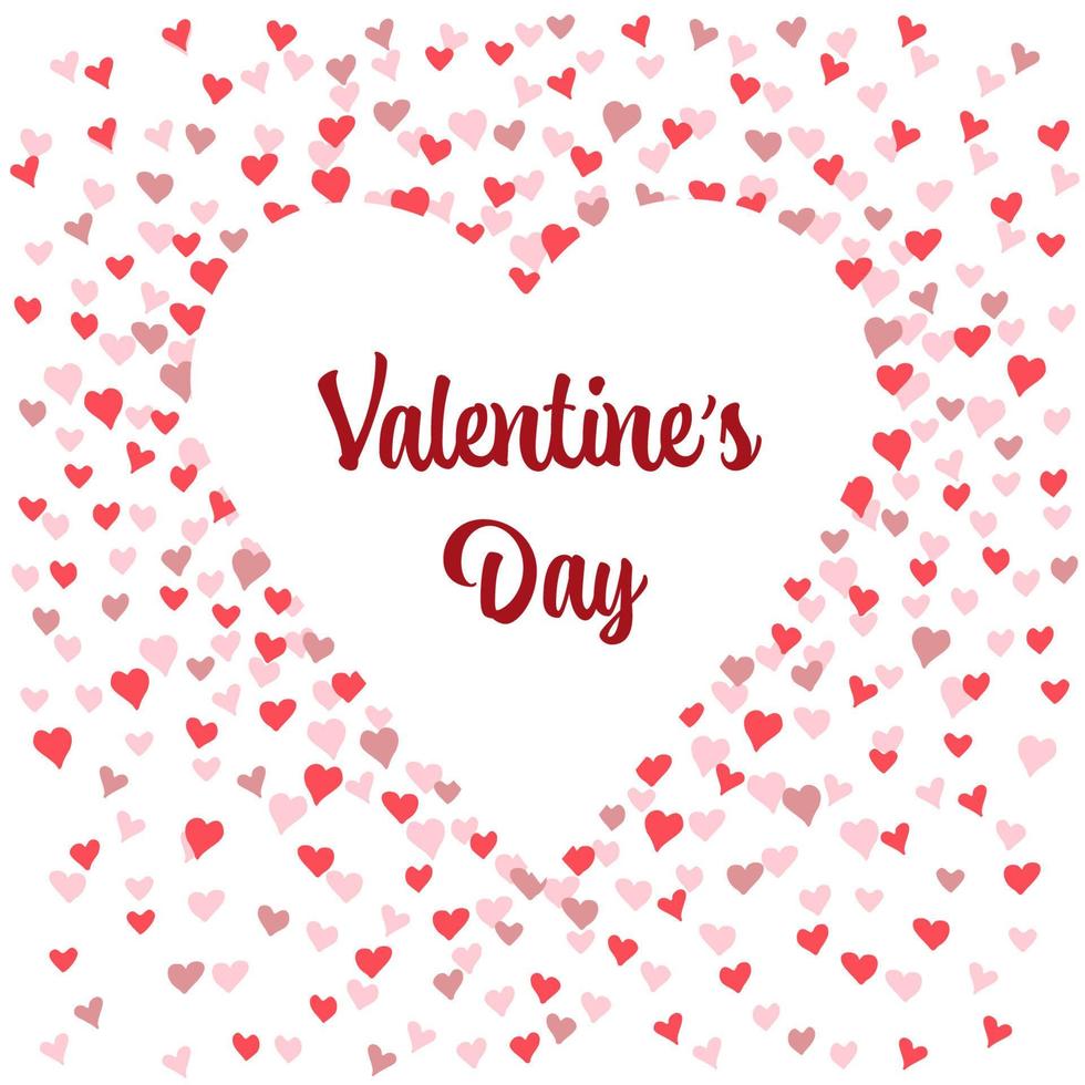 Pattern with lettering Valentines Day and small hearts on a white background. Texture background. Vector Illustration. EPS10
