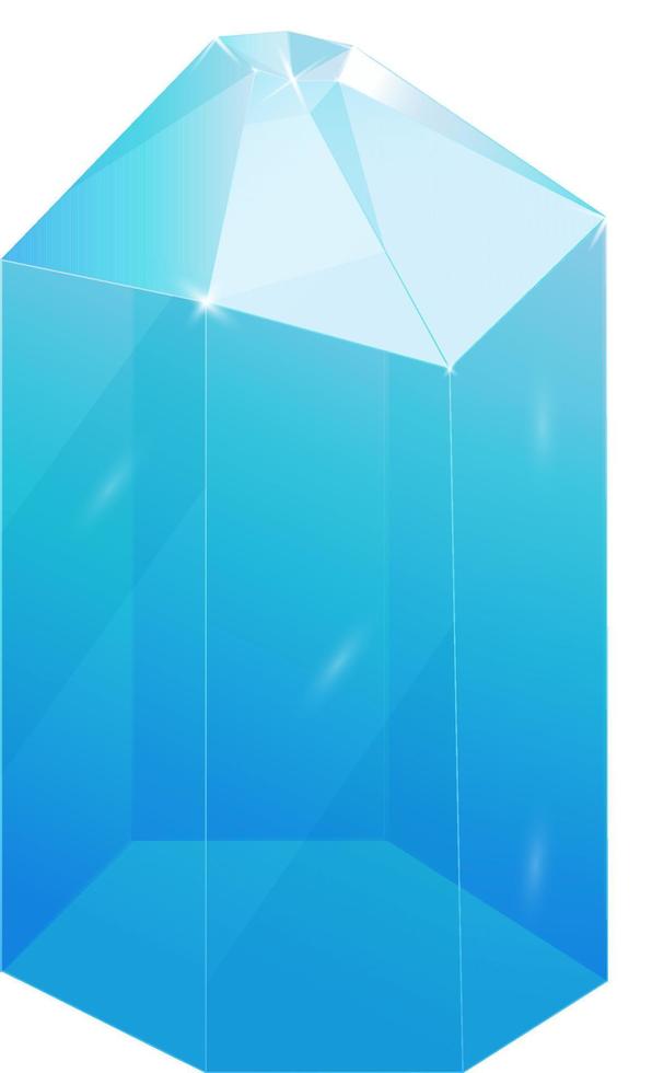 Crystal. Curative Transparent Healing Quartz. Blue Gradient Clear Bright Gem. Magic Stone vector