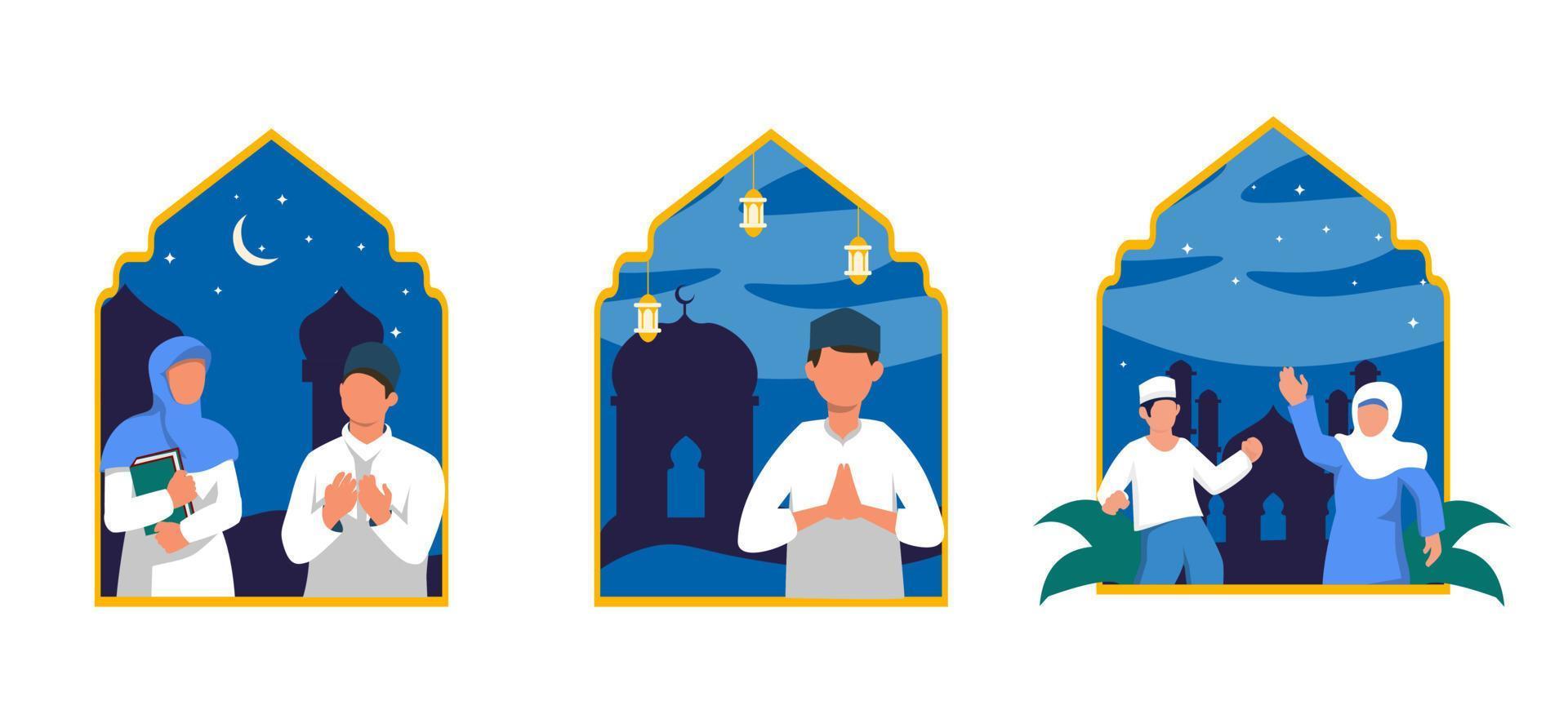 Ramadán kareem plano haz diseño vector